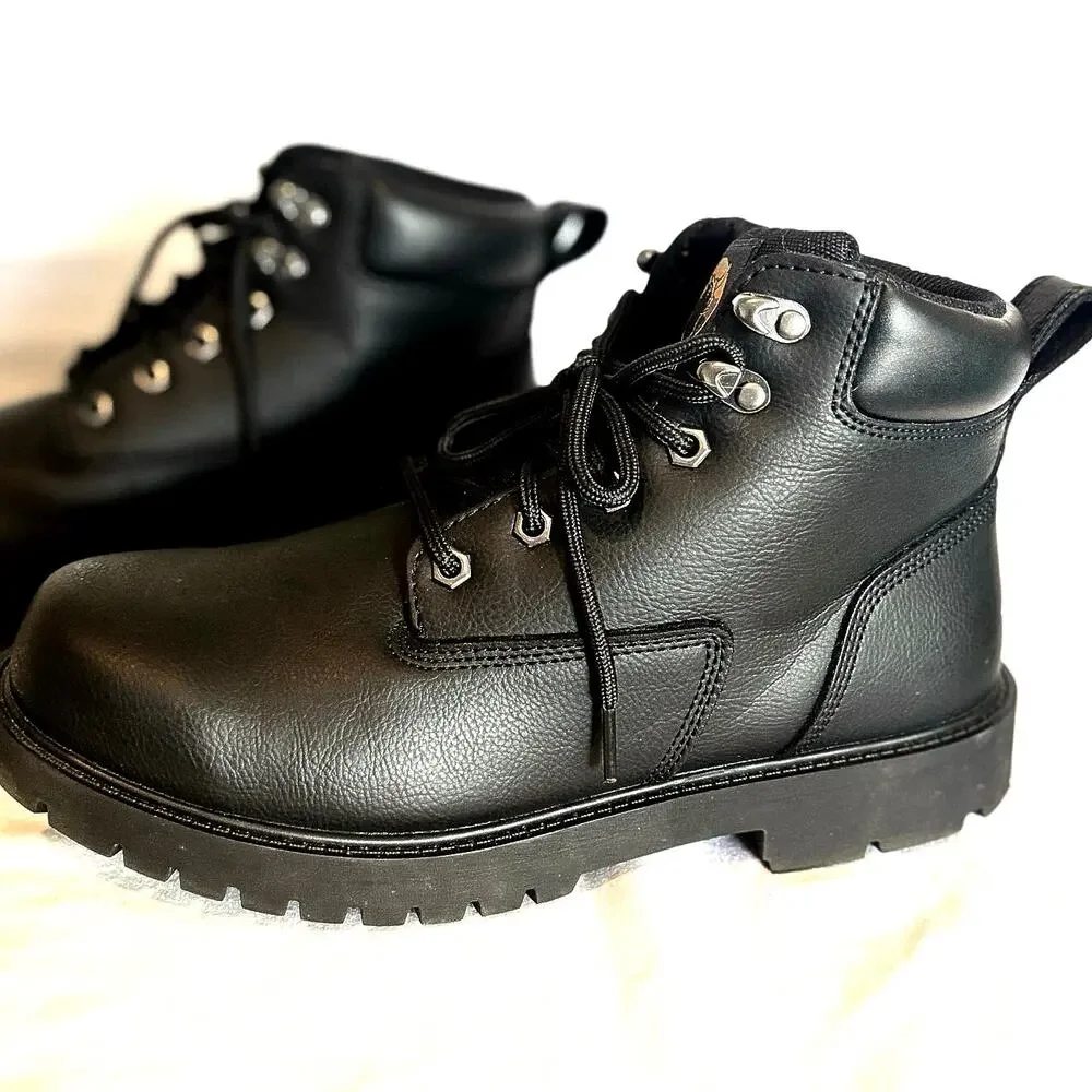 Brahma Men’s Size 10 Black Work Boots Slip Oil Resistant Lace Up Lightweight